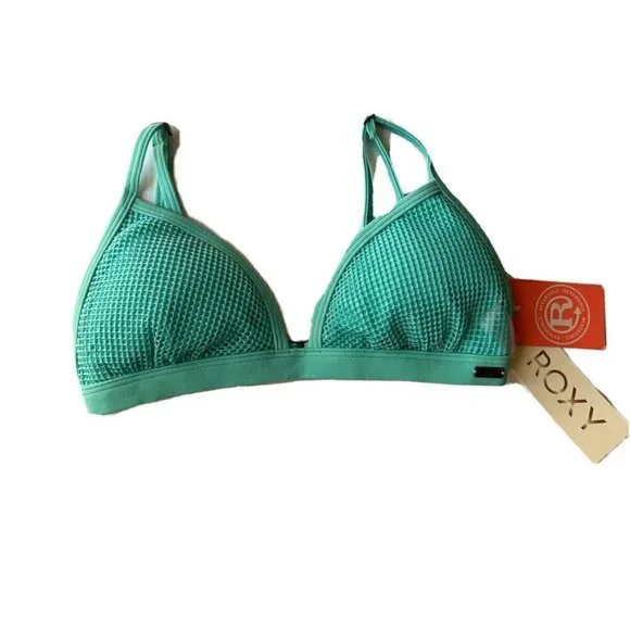 Roxy Green Ready Made Reversible Fixed Tri Bikini Top Size S - Picture 8 of 8